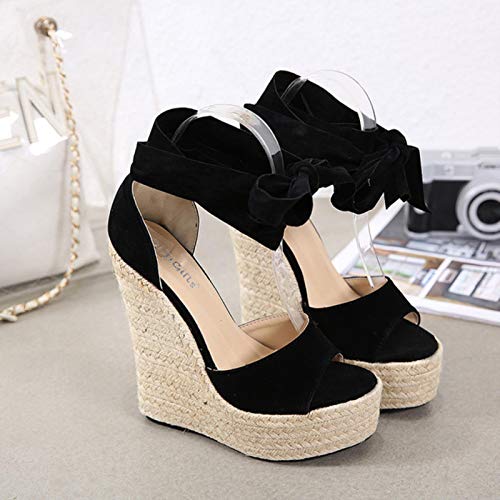 DQS Sandalias de cuña para Mujer, Sandalias de tacón Alto Bohemias con Plataforma para Mujer, Zapatos de Mujer con Punta Abierta y Correa de Tobillo a la Moda