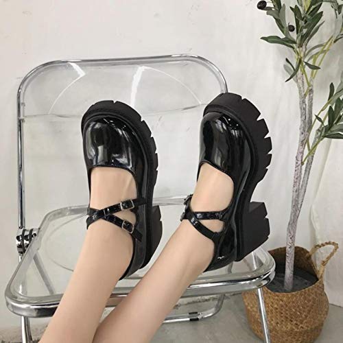 DQS Zapatos Lolita Zapatos Mujer Estilo japonés Mary Jane Zapatos Mujeres Vintage niñas Zapatos de Plataforma de tacón Alto Estudiante Universitario Grande
