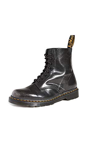 Dr. Martens 1460 Pascal 8 Eye Boots para mujer, (cepillo para polvo italiano de plata metalizada O), 40 EU