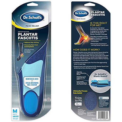 Dr. Scholl's Ortesis para alivio del dolor para fascitis plantar para hombres, 1 par, talla 8-13
