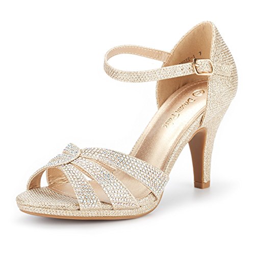 DREAM PAIRS AMORE_1 Sandalias de Tacón Punta Abierta Para Mujer Dorado Brillante 37.5 EU/6.5 US