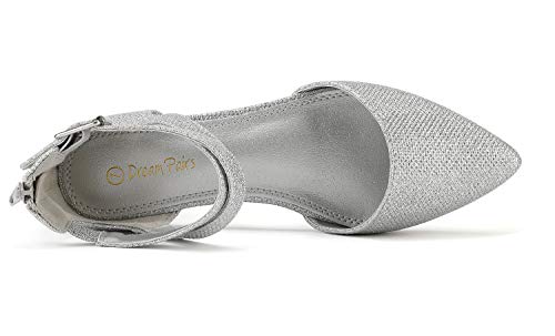 DREAM PAIRS Bailarinas con Punta Correas Tobillo para Mujer Planos de Cuña Harper Plata Tamaño 41 EU / 10 US