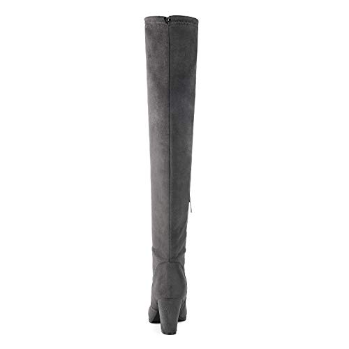 Dream Pairs HIGHLEG Rodilla Botas Tacón Altas Mujer Casual Cordones Cremallera Invierno Cómodo Cálidas Botas Gris 38 EU/7 US