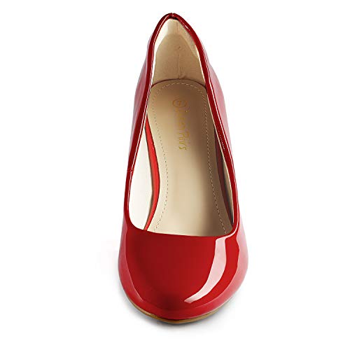 DREAM PAIRS LUVLY Zapatos de Tacón para Mujer Rojo Charol 37.5 EU/6.5 US