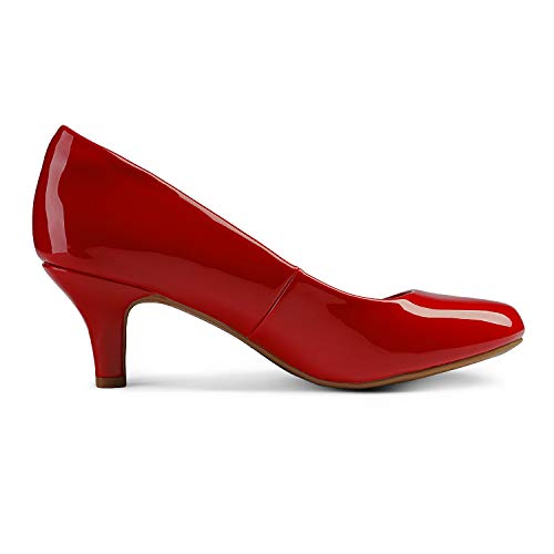 DREAM PAIRS LUVLY Zapatos de Tacón para Mujer Rojo Charol 37.5 EU/6.5 US