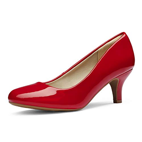 DREAM PAIRS LUVLY Zapatos de Tacón para Mujer Rojo Charol 37.5 EU/6.5 US