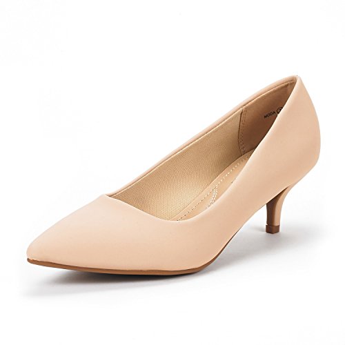 DREAM PAIRS Moda Zapatos de Tacón Bajo Pump para Mujer Desnudo Nubuck 38 EU/7 US