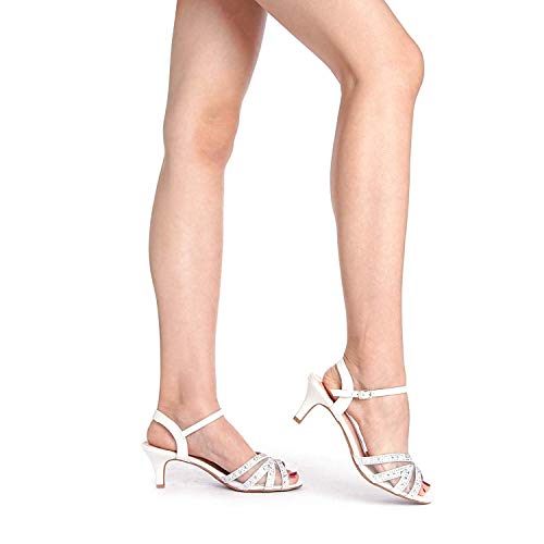 Dream Pairs Nina-150 Sandalias de Tacón Bajo para Mujer Blanco 38.5 EU/7.5 US