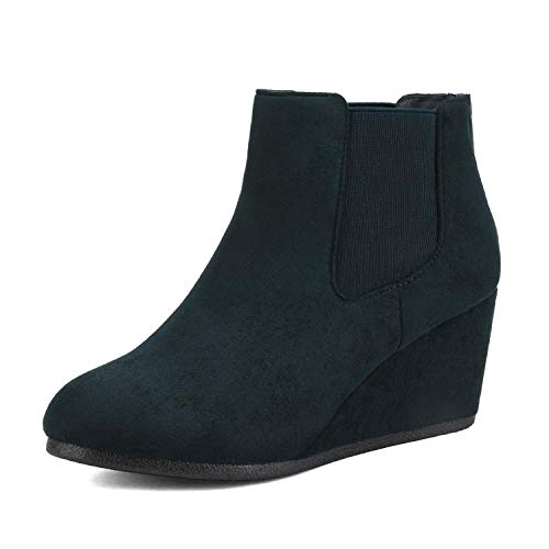 Dream Pairs Patty Mujer Botines de Tacón Cuña Chelsea Plataforma Moda Cremallera Otoño Invierno Botas Azul 41 EU/10 US