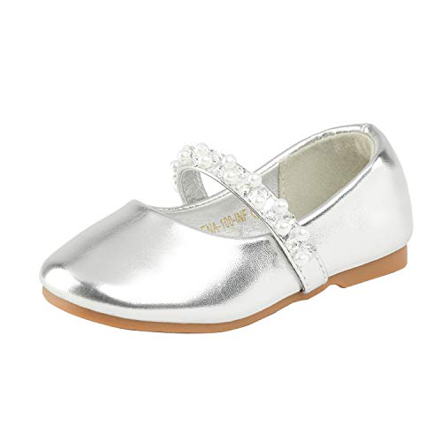 Dream Pairs SERENA-100 Zapatos Bailarina para Niña Plateado 21 EU/5 US Toddler