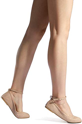 Dream Pairs Sole-Fina-Straps Zapatos Bailarina Correas Tobillo para Mujer Desnudo 40.5 EU/9.5 US