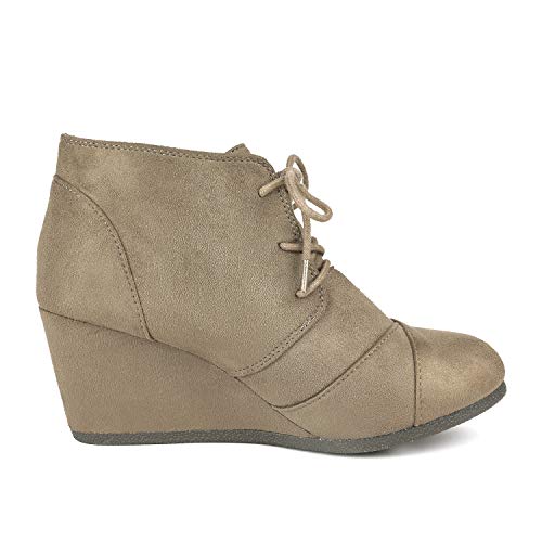 Dream Pairs Tomson Mujer Botines de Tacón Bajo Cuña Plataforma Otoño Invierno Moda Casuales Botas Gris Pardo 40 EU/9 US