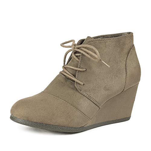 Dream Pairs Tomson Mujer Botines de Tacón Bajo Cuña Plataforma Otoño Invierno Moda Casuales Botas Gris Pardo 40 EU/9 US