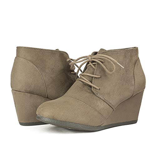 Dream Pairs Tomson Mujer Botines de Tacón Bajo Cuña Plataforma Otoño Invierno Moda Casuales Botas Gris Pardo 40 EU/9 US