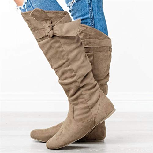 DreamedU Botas Altas Mosqueteras De Mujer Con Lazo Plano De Piel De Vestir Elegantes Casual Comoda Brartas Otoño Invierno Rebajas 201020