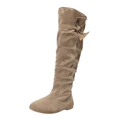 DreamedU Botas Altas Mosqueteras De Mujer Con Lazo Plano De Piel De Vestir Elegantes Casual Comoda Brartas Otoño Invierno Rebajas 201020