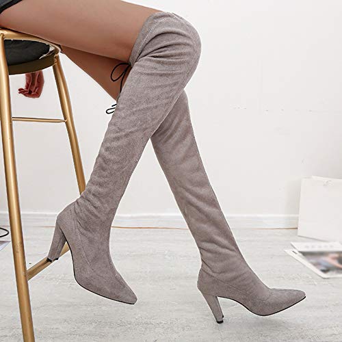 DreamedU Botas Cowboy Altas Rodilla De Piel Com Tacon De Mujer Elegantes Otoño Invierno Rebajas Baratas Zapatos De Peluche De Nieve 201019