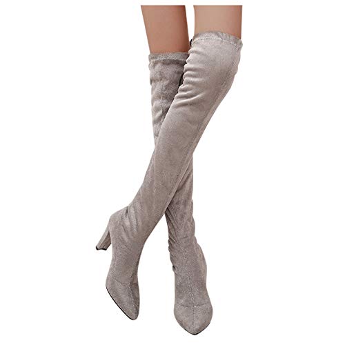 DreamedU Botas Cowboy Altas Rodilla De Piel Com Tacon De Mujer Elegantes Otoño Invierno Rebajas Baratas Zapatos De Peluche De Nieve 201019