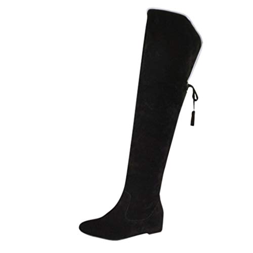 DreamedU Botas De Nieve De Invierno Para Mujer Casual Elegantes Invierno Zapatos por Encima De La Rodilla Y Los Tacones Con Pendiente Aumentan El Calor 201020