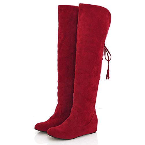 DreamedU Botas De Nieve De Invierno Para Mujer Casual Elegantes Invierno Zapatos por Encima De La Rodilla Y Los Tacones Con Pendiente Aumentan El Calor 201020