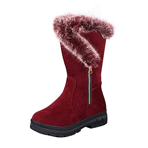 DremedU Moda Mujer Invierno Color SóLido Felpa MáS Terciopelo CáLido Botas Cortas Botas De Nieve Comodos Elegantes Otoño e Invierno 201008