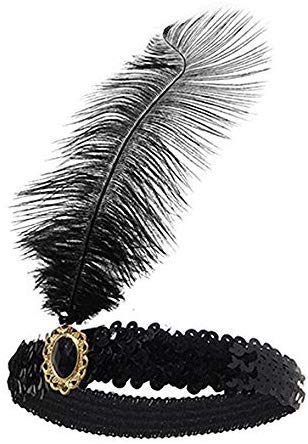 DRESHOW 1920s Accesorios Set Años 20 Fiesta Disfraz Gran Gatsby Diadema, Collar, Guantes,Pendientes, Porta Cigarrillos para Mujeres