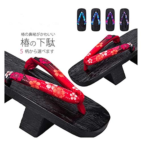 DSJTCH 10 Colores japonés Geta obstruidos Mujer Sandalias Tradicionales Cosplay Flor Flip Flop Chicas impresión Calzado Zapatillas de Madera (Color : Color10, Shoes Size : 34)