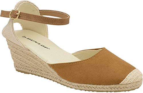 Dunlop DLC131 Rana - Alpargatas con puntera cerrada, tacón de cuña, color Marrón, talla 39 EU