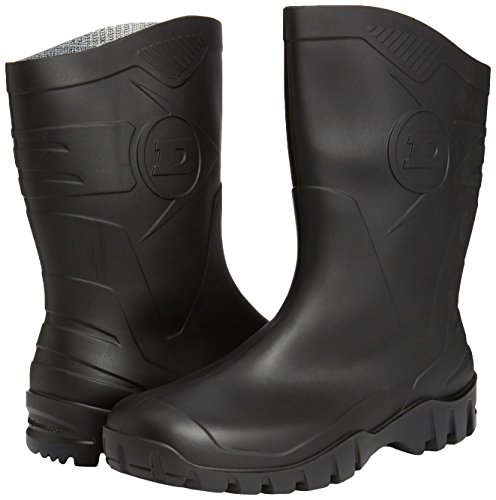 Dunlop Hevea - Botas de agua unisex (media caña), color negro, talla 12 UK