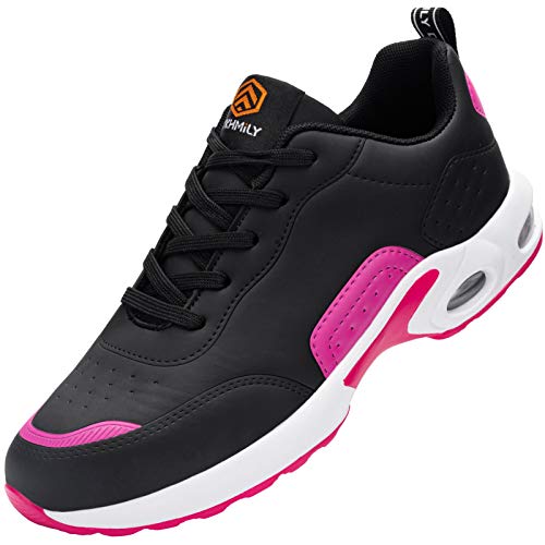 DYKHMILY Zapatos de Seguridad Mujer Ligeros Comodo Zapatos de Trabajo con Punta de Acero Respirable Antideslizante Calzado de Seguridad Deportivo(37EU,Rosa Negro)