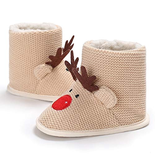 DYXYH Invierno Hombre Bebé 0-1 Navidad Más Terciopelo Cálido Fondo Suave Antideslizante Zapatos para Niños Pequeños (Size : 7-12 Months)