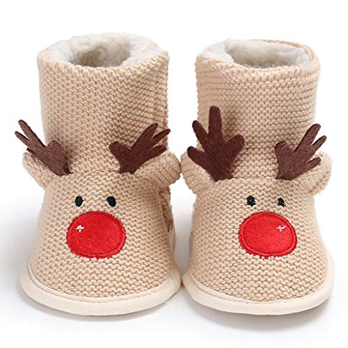 DYXYH Invierno Hombre Bebé 0-1 Navidad Más Terciopelo Cálido Fondo Suave Antideslizante Zapatos para Niños Pequeños (Size : 7-12 Months)