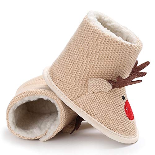DYXYH Invierno Hombre Bebé 0-1 Navidad Más Terciopelo Cálido Fondo Suave Antideslizante Zapatos para Niños Pequeños (Size : 7-12 Months)