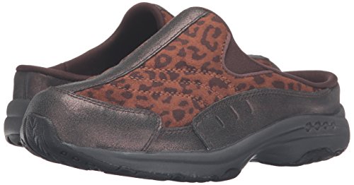Easy Spirit Women's Traveltime Clog, Dark Brown/Brown/Multi Suede, 5 M US