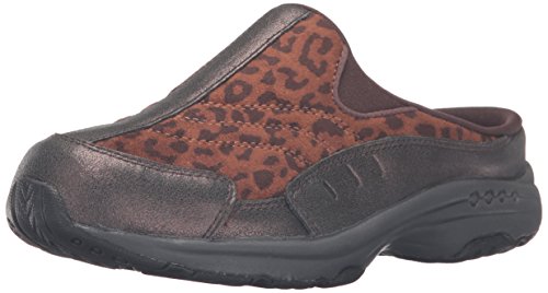 Easy Spirit Women's Traveltime Clog, Dark Brown/Brown/Multi Suede, 5 M US