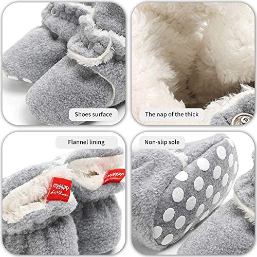 EDOTON Botas de Niño Calcetín Invierno Soft Sole Crib Raya de Caliente Boots de Algodón para Bebés (6-12 Meses, Gris)