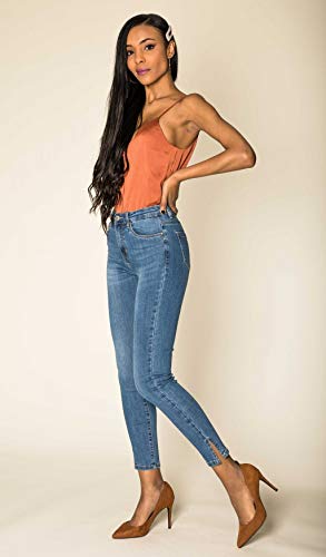 EGOMAXX Mujeres Skinny Denim Jeans Cintura Alta Pantalones elásticos Tobillo, Color:Azul, Talla:XXL