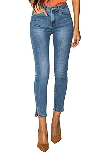EGOMAXX Mujeres Skinny Denim Jeans Cintura Alta Pantalones elásticos Tobillo, Color:Azul, Talla:XXL