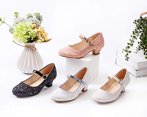 EIGHT KM Niñas Tacones Bajos Mary Jane Vestido Formal Bombas Zapatos EKM7015 Cenicienta Blanca Talla 31