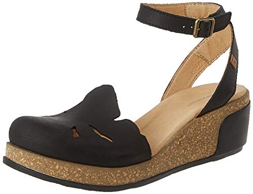 El Naturalista Leaves, Sandalia con Pulsera para Mujer, Negro (Black Black), 40 EU