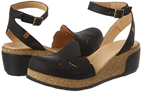 El Naturalista Leaves, Sandalia con Pulsera para Mujer, Negro (Black Black), 40 EU