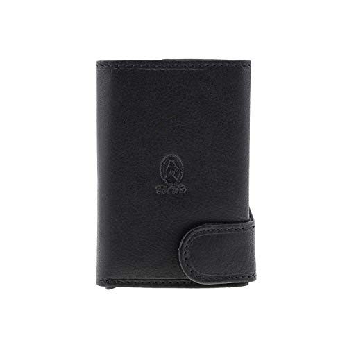 El Potro Tarjetero 2195 Durango metálico y piel Talla: U Color: NEGRO