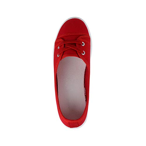 Elara Bailarina Mujer Sneaker con Cordones Chunkyrayan Rojo CL33311 Red-37