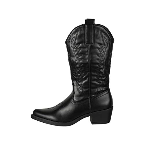 Elara Botas de Vaquero Mujer Estilo Motero Chunkyrayan Negro 301-A32 Black-36