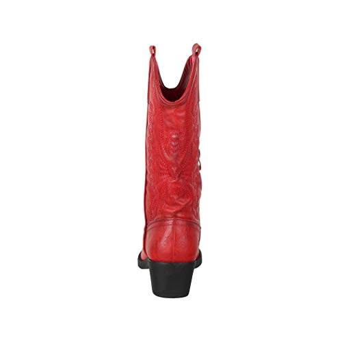 Elara Botas de Vaquero Mujer Estilo Motero Chunkyrayan Rojo 301-A32 Red-39