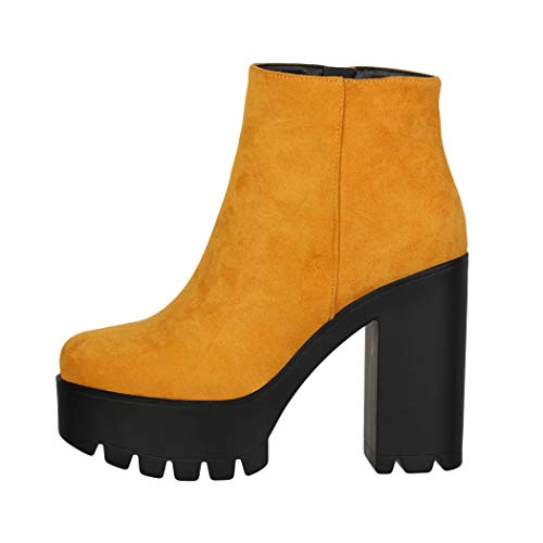 Elara Botines Chelsea para Mujer Chunkyrayan Amarillo HQ115 Yellow-38
