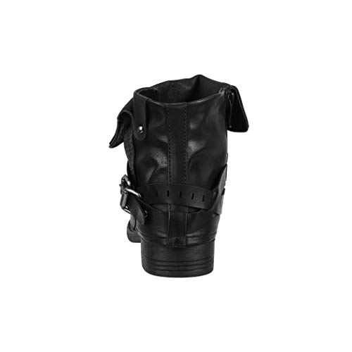 Elara Botines Mujer Botas de Estilo Motero Remaches Chunkyrayan Negro BZ8399-KB Black-37