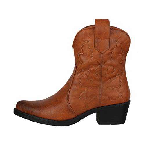 Elara Botines Mujer Botas de Vaquero Chunkyrayan Camello 301-A31 Camel-37