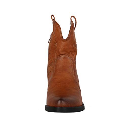 Elara Botines Mujer Botas de Vaquero Chunkyrayan Camello 301-A31 Camel-37