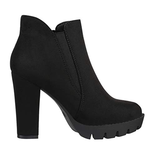 Elara Botines Mujer Chunkyrayan Negro PD03-Schwarz-38